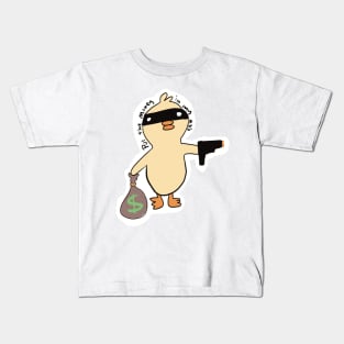 Robbery Duck Put the Money in The Bag Kids T-Shirt